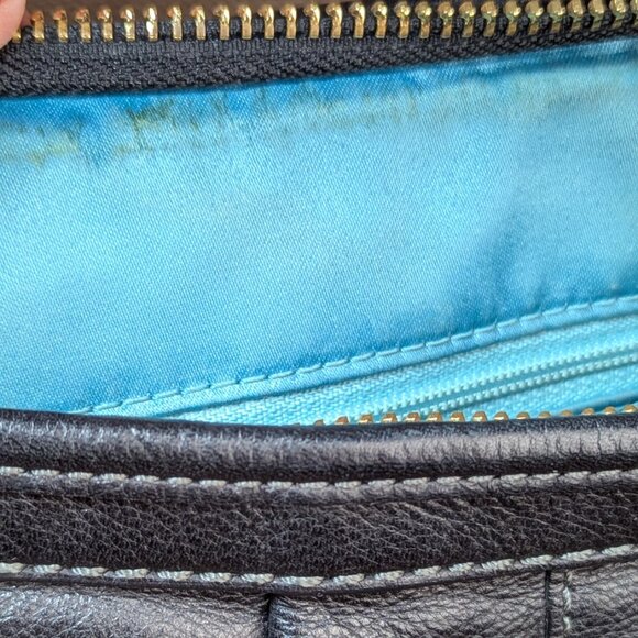 Coach Pleated Leather Handbag Black Hobo Shoulder Bag Purse - Picture 10 of 13